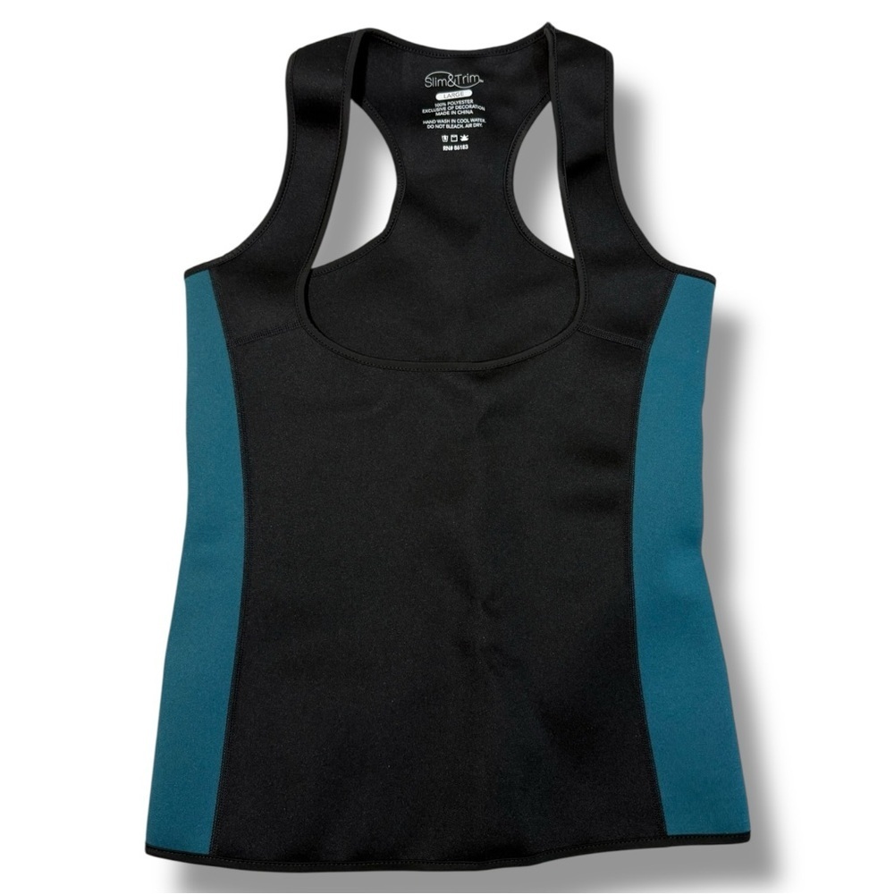 Slim & Trim Women’s Neoprene Slimming Hourglass Tank Black/Teal Size Large
